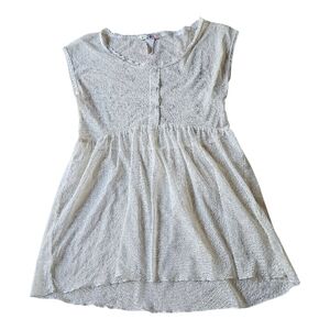 Love Squared Cream Swiss Dot Dress Boho Cottagecore Babydoll Lace Trim Fairy